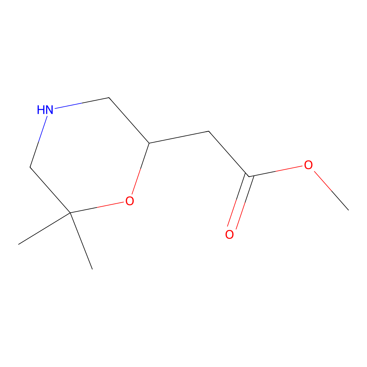 Methyl 2-(6,6-dimethylmorpholin-2-yl)acetate molecular structure, CAS 2091554-58-2