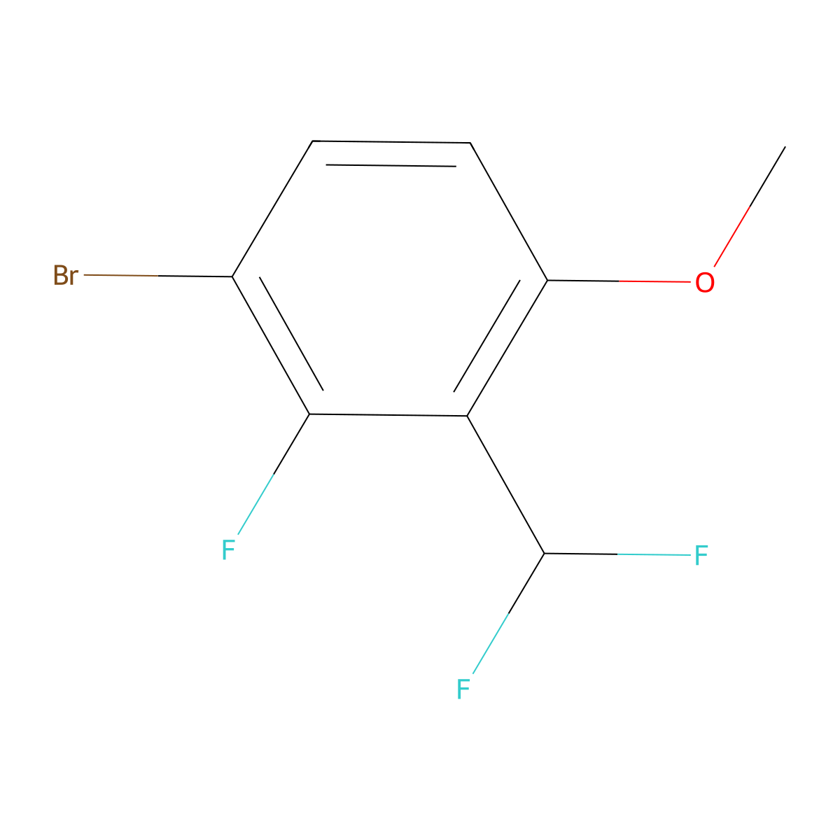 1-Bromo-3-(difluoromethyl)-2-fluoro-4-methoxybenzene molecular structure, CAS 2091555-16-5