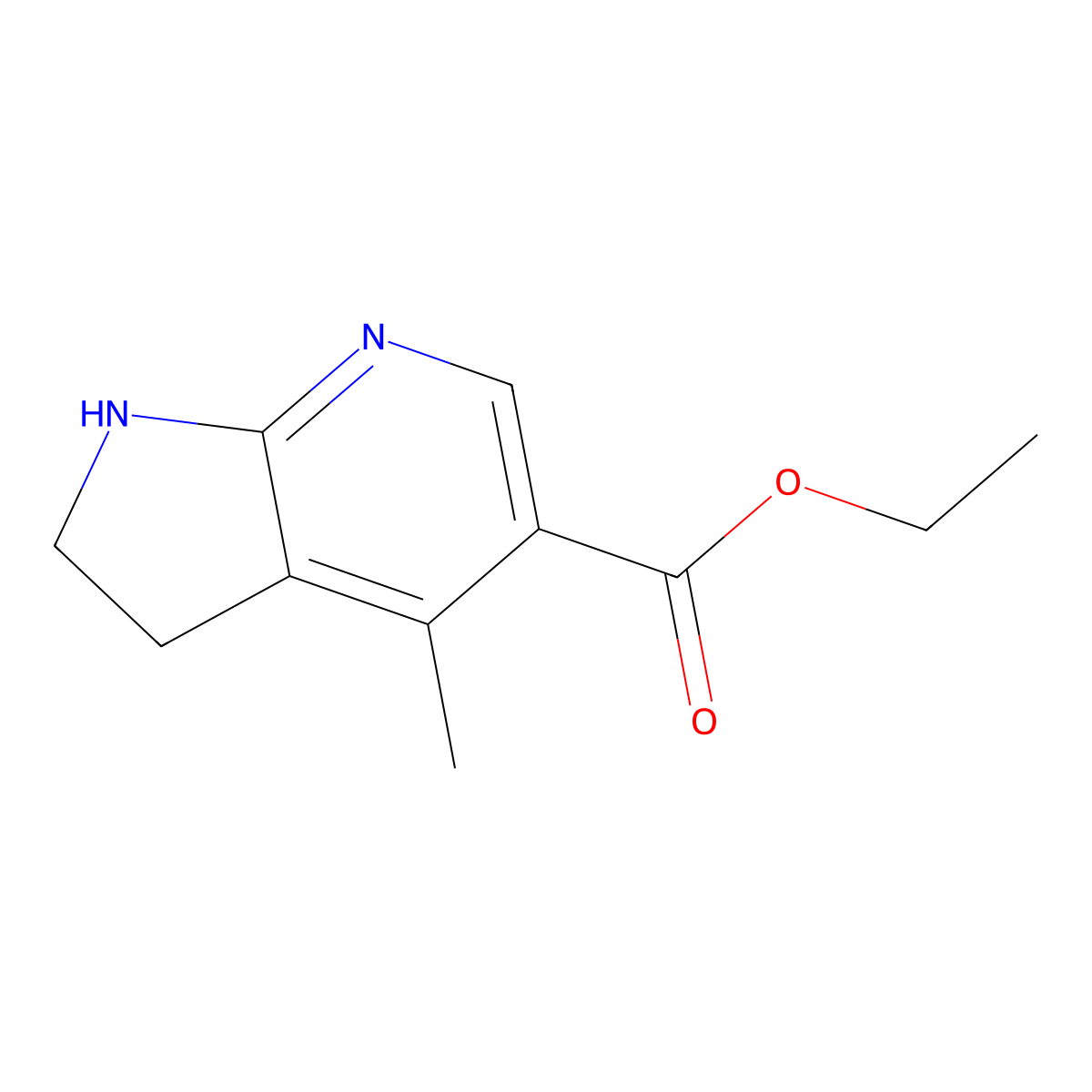 ethyl 4-methyl-1H,2H,3H-pyrrolo[2,3-b]pyridine-5-carboxylate molecular structure, CAS 2091558-75-5