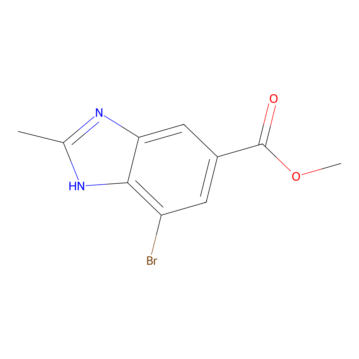 Methyl 7-bromo-2-methyl-1H-benzo[d]imidazole-5-carboxylate molecular structure, CAS 2091562-05-7