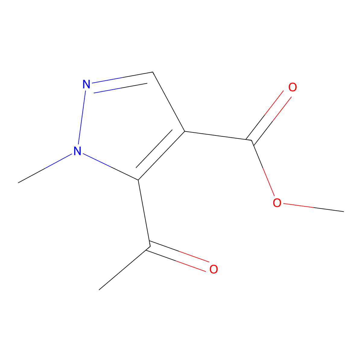 methyl 5-acetyl-1-methyl-1H-pyrazole-4-carboxylate molecular structure, CAS 2091562-58-0