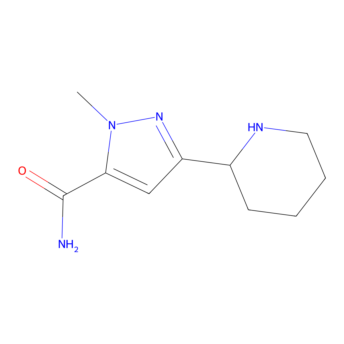 1-methyl-3-(piperidin-2-yl)-1H-pyrazole-5-carboxamide molecular structure, CAS 2091565-26-1