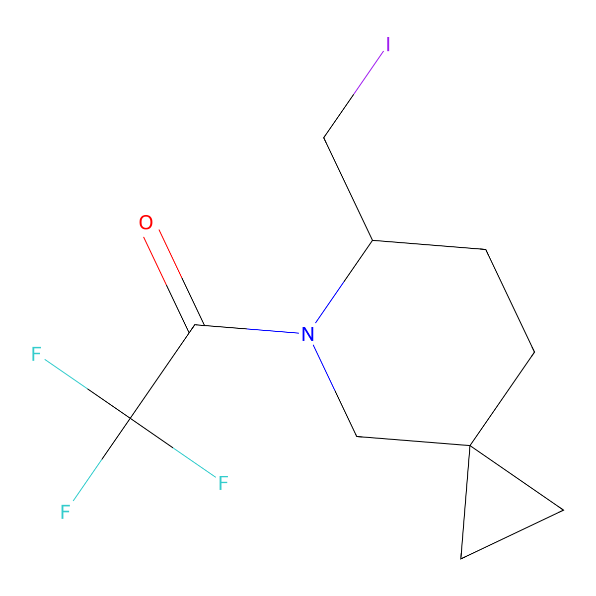 2,2,2-Trifluoro-1-[6-(iodomethyl)-5-azaspiro[2.5]octan-5-yl]ethan-1-one molecular structure, CAS 2091566-84-4