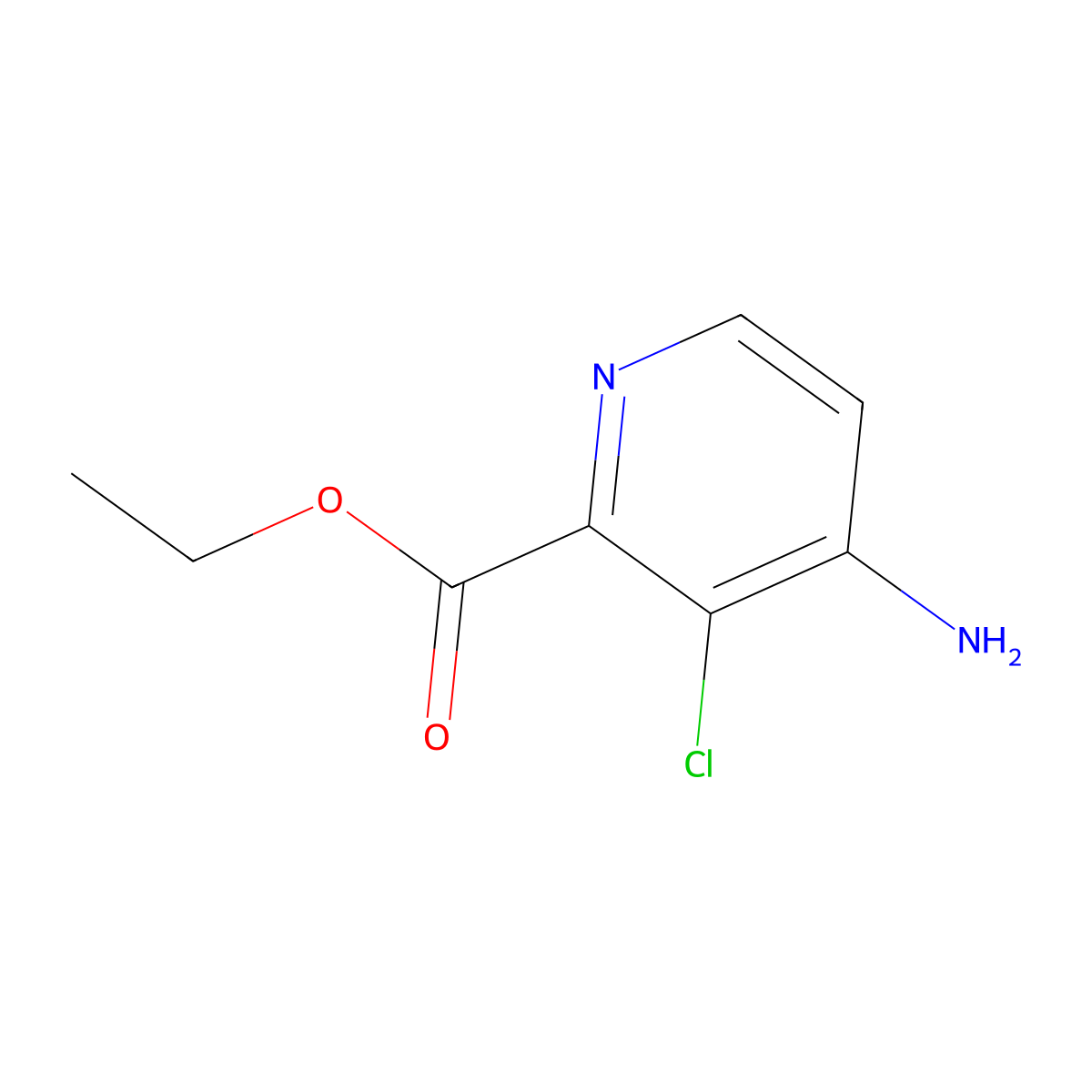 Ethyl 4-amino-3-chloropyridine-2-carboxylate molecular structure, CAS 2091568-11-3