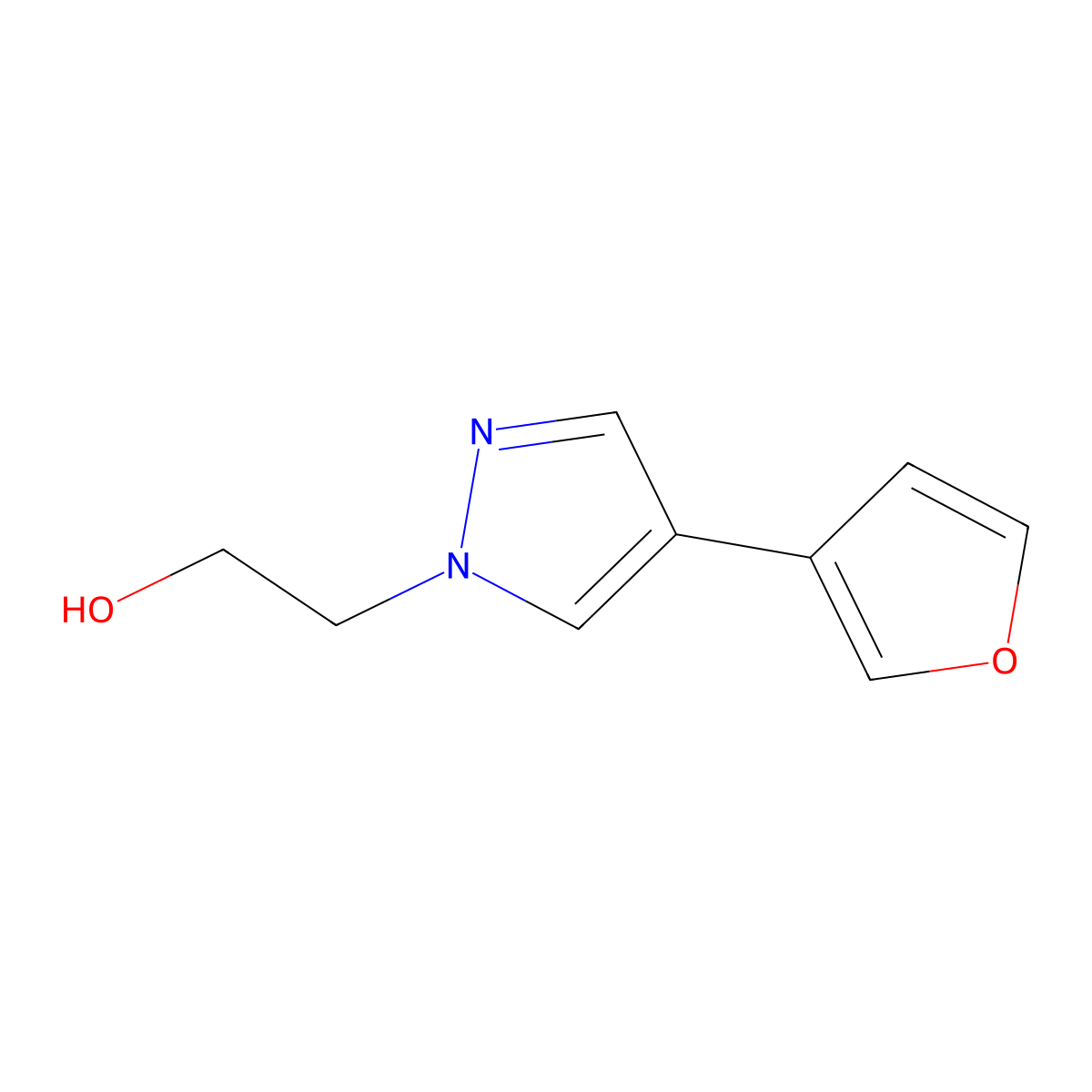 2-(4-(furan-3-yl)-1H-pyrazol-1-yl)ethan-1-ol molecular structure, CAS 2091568-74-8