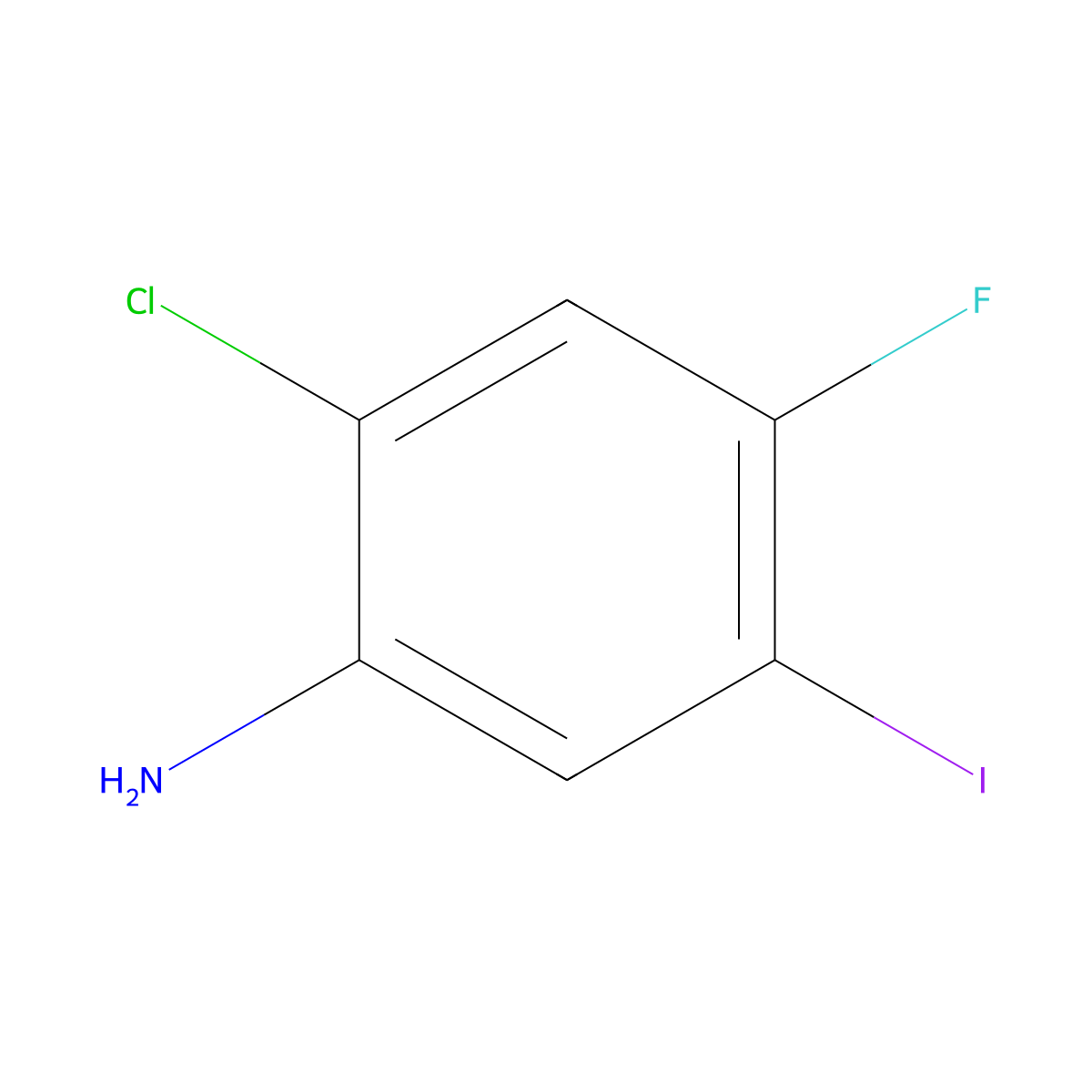 2-Chloro-4-fluoro-5-iodoaniline molecular structure, CAS 2091569-03-6