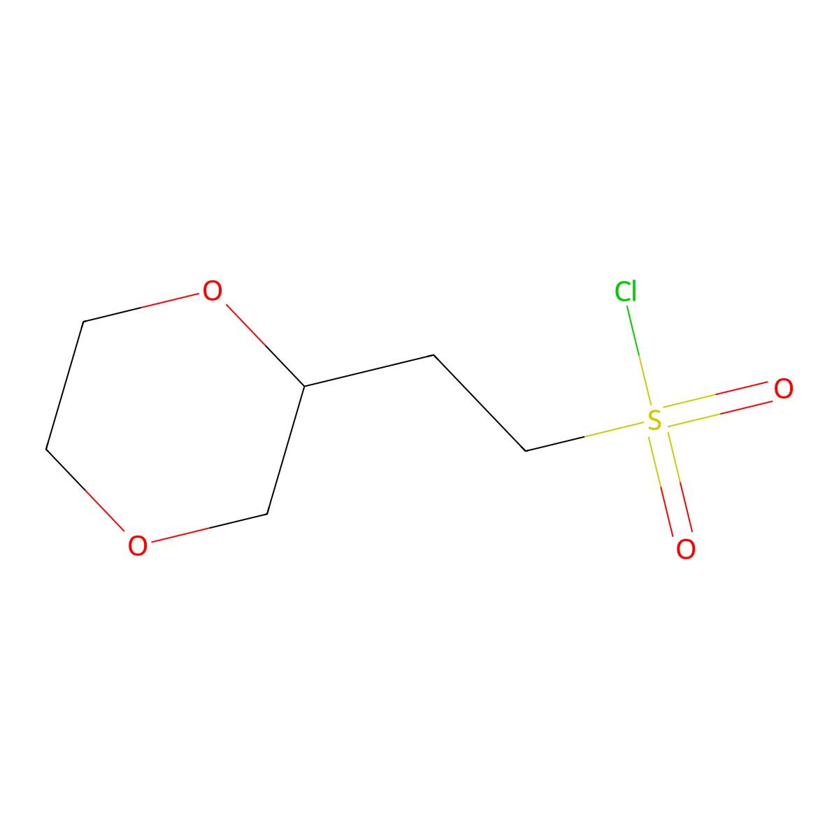 2-(1,4-Dioxan-2-yl)ethane-1-sulfonyl chloride molecular structure, CAS 2091573-19-0
