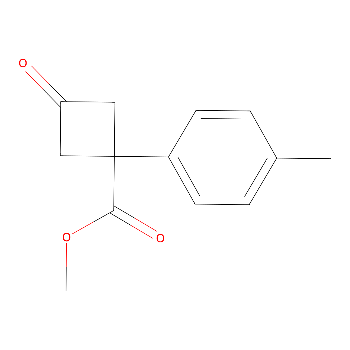 Methyl 1-(4-methylphenyl)-3-oxocyclobutane-1-carboxylate molecular structure, CAS 2091574-77-3
