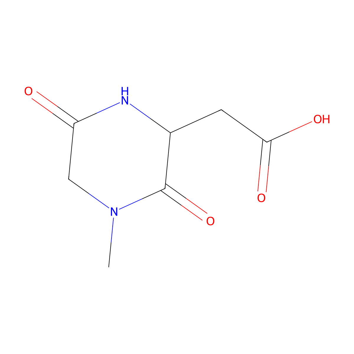 (S)-2-(4-methyl-3,6-dioxopiperazin-2-yl)acetic acid molecular structure, CAS 2091576-13-3