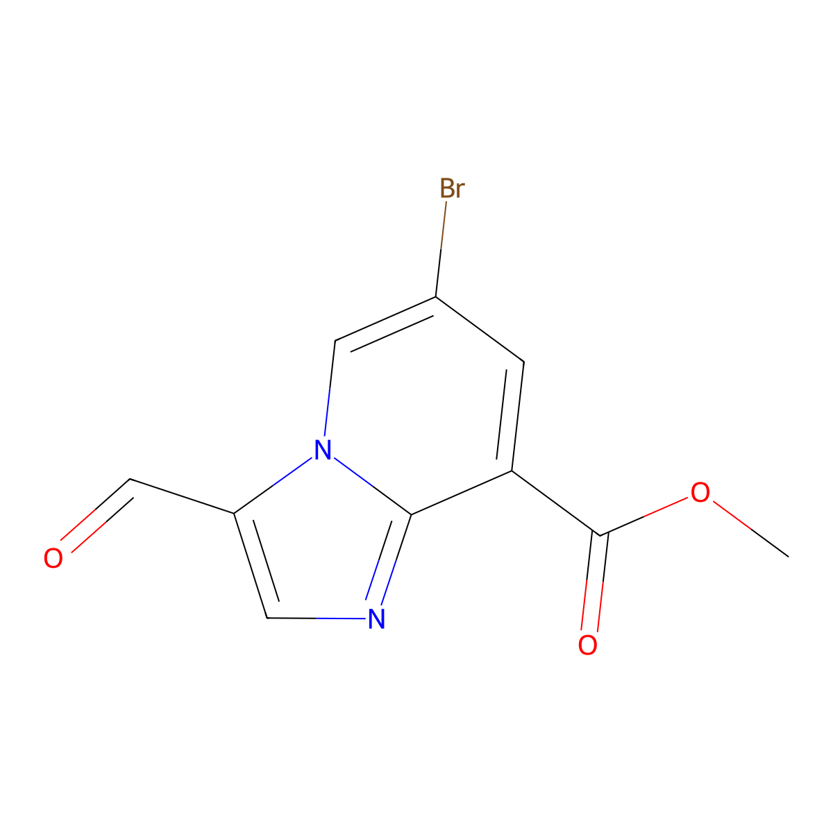 Methyl 6-bromo-3-formylimidazo[1,2-a]pyridine-8-carboxylate molecular structure, CAS 2091576-31-5