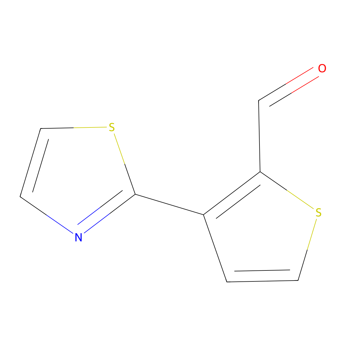 3-(1,3-Thiazol-2-yl)thiophene-2-carbaldehyde molecular structure, CAS 2091583-44-5
