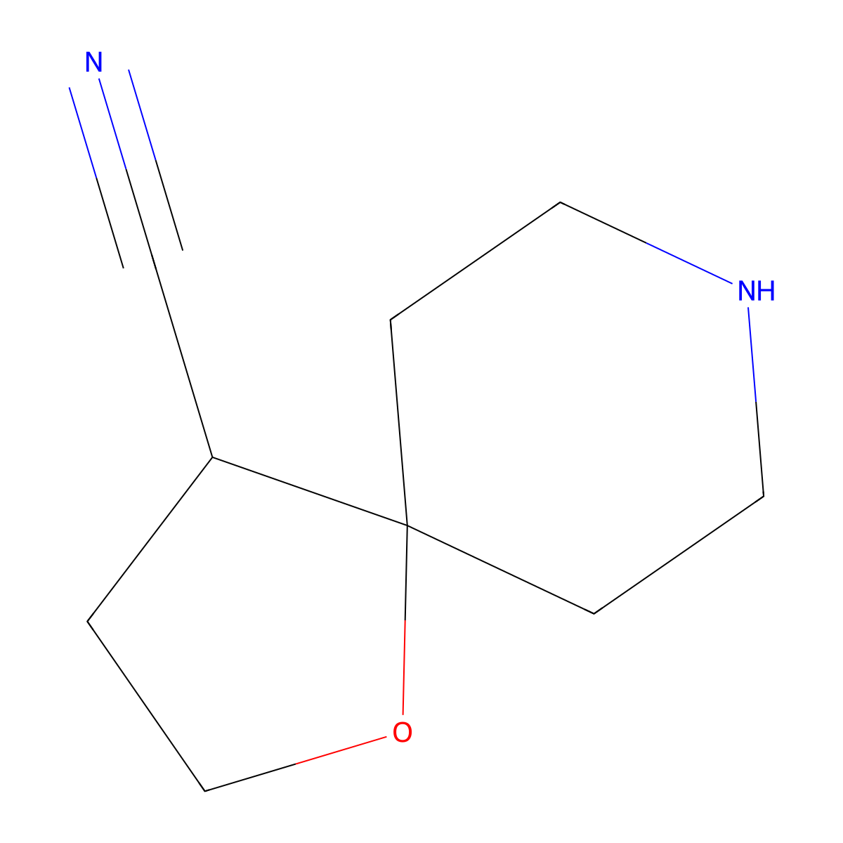 1-Oxa-8-azaspiro[4.5]decane-4-carbonitrile molecular structure, CAS 2091583-60-5