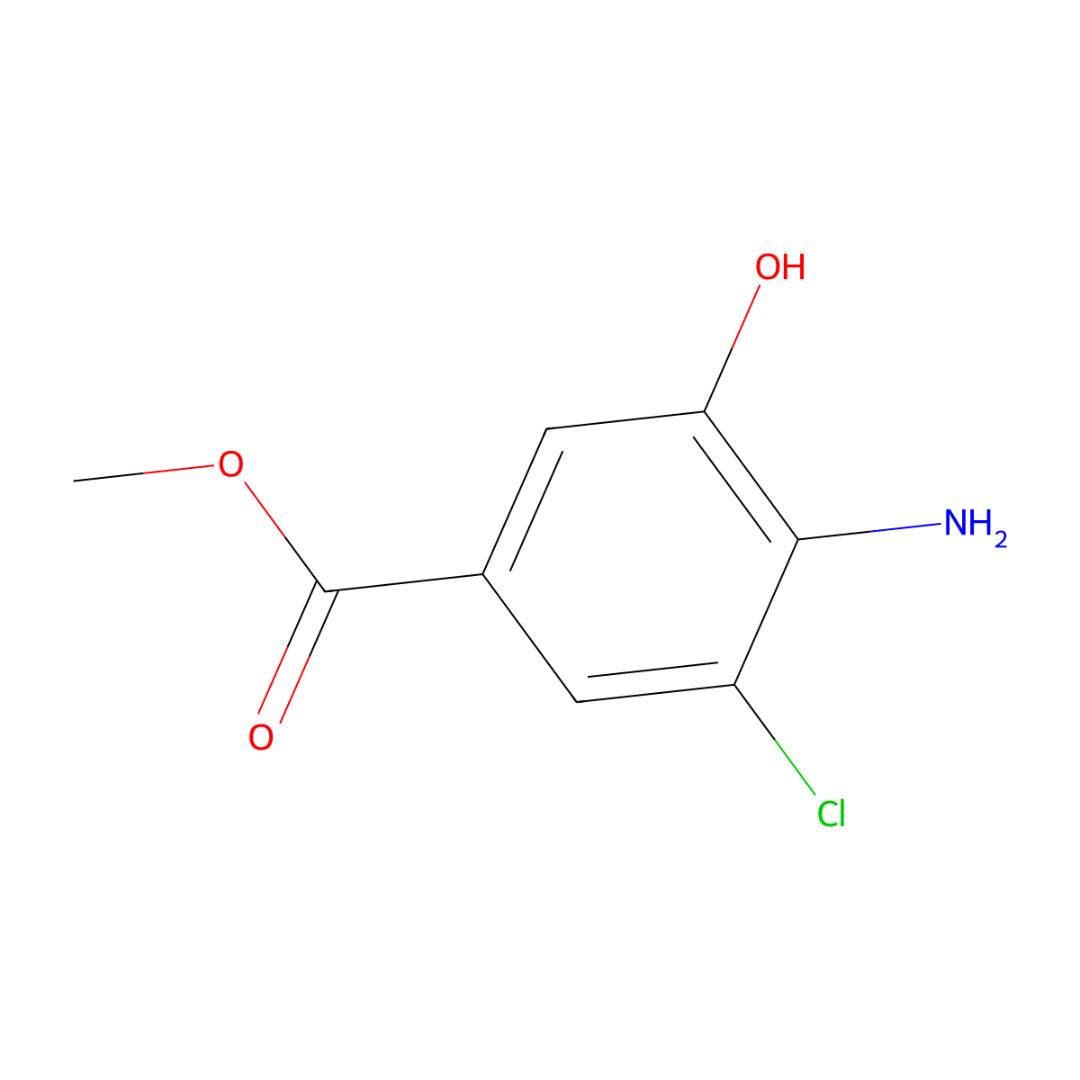 Methyl 4-amino-3-chloro-5-hydroxybenzoate molecular structure, CAS 2091592-29-7