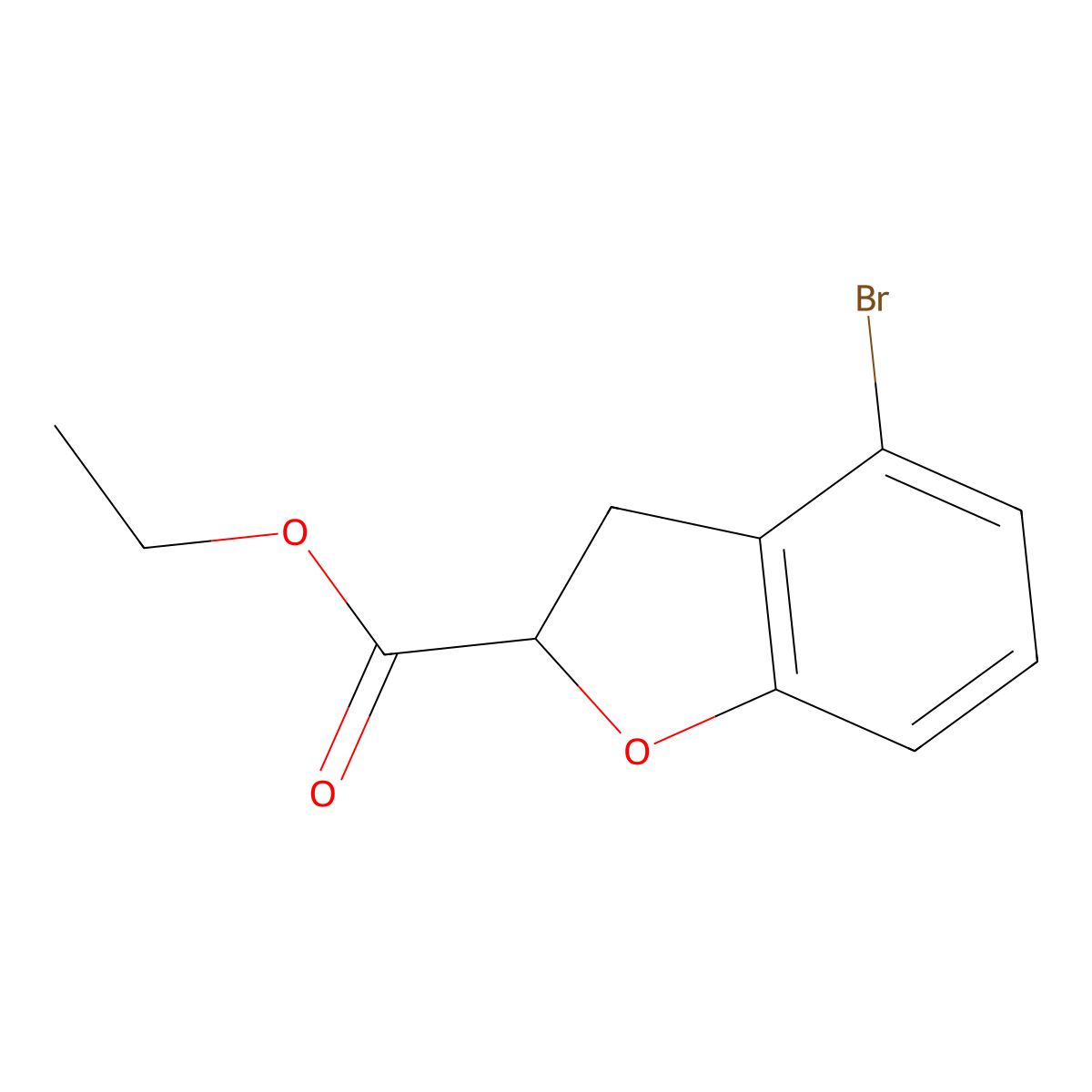 Ethyl 4-bromo-2,3-dihydro-1-benzofuran-2-carboxylate molecular structure, CAS 2091595-63-8