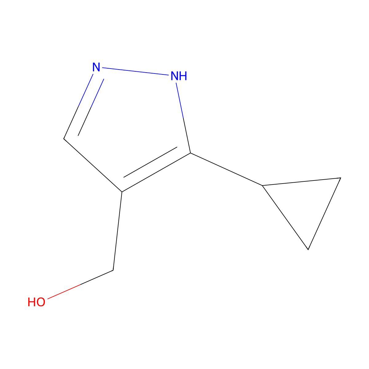 (5-cyclopropyl-1H-pyrazol-4-yl)methanol molecular structure, CAS 2091597-42-9