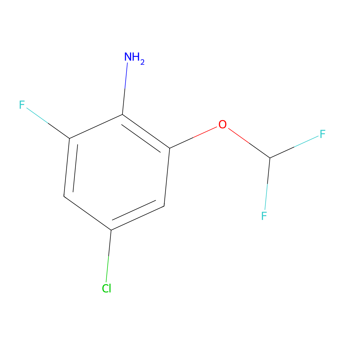 4-Chloro-2-(difluoromethoxy)-6-fluoroaniline molecular structure, CAS 2091597-48-5