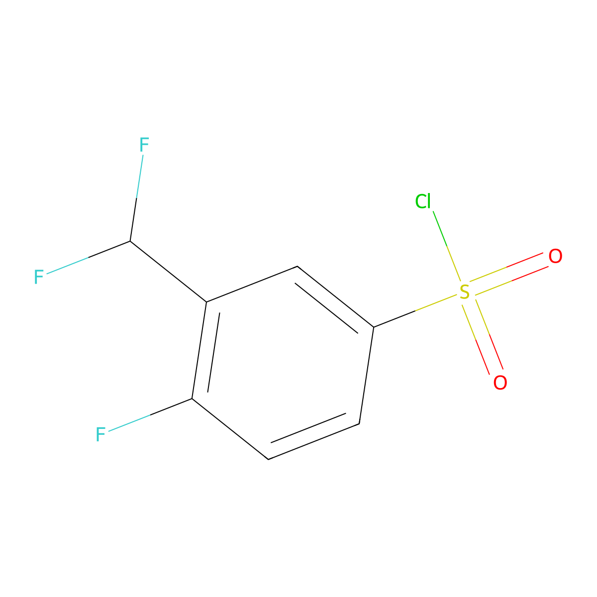 3-(Difluoromethyl)-4-fluorobenzene-1-sulfonyl chloride molecular structure, CAS 2091597-77-0