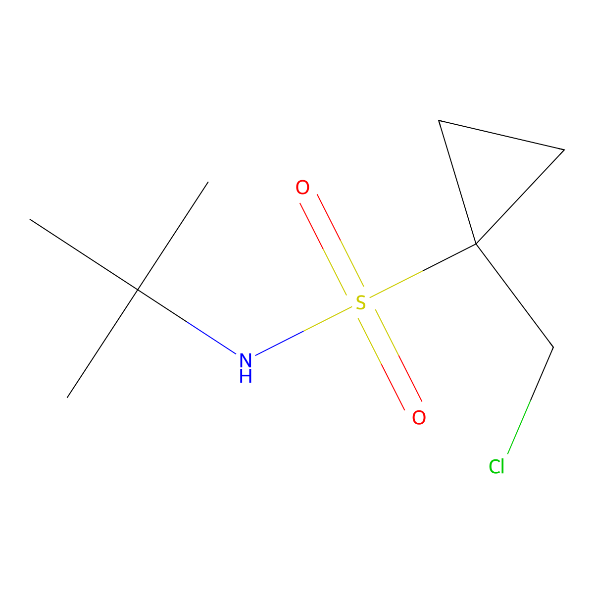 N-tert-butyl-1-(chloromethyl)cyclopropane-1-sulfonamide molecular structure, CAS 2091598-02-4