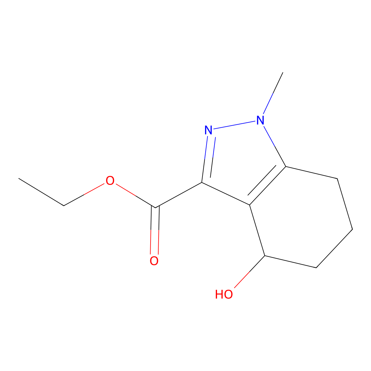 ethyl 4-hydroxy-1-methyl-4,5,6,7-tetrahydro-1H-indazole-3-carboxylate molecular structure, CAS 2091599-41-4