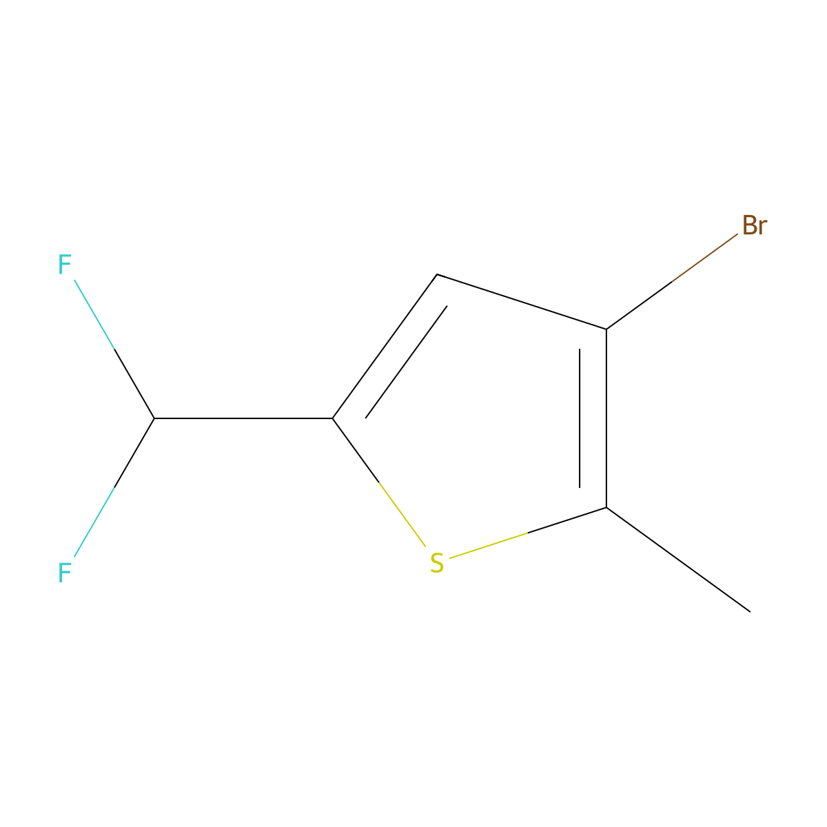 3-Bromo-5-(difluoromethyl)-2-methylthiophene molecular structure, CAS 2091602-53-6
