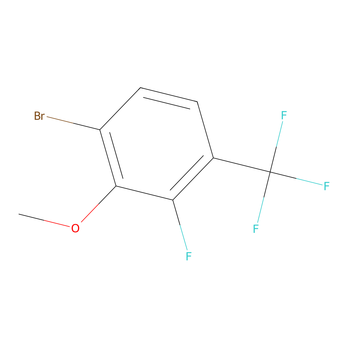 1-Bromo-3-fluoro-2-methoxy-4-(trifluoromethyl)benzene molecular structure, CAS 2091605-25-1