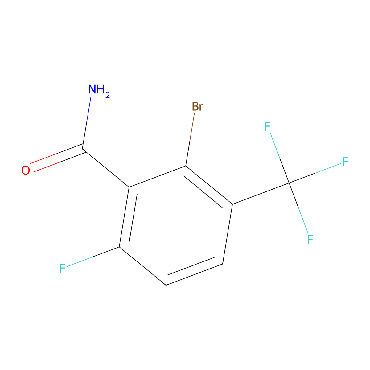 2-Bromo-6-fluoro-3-(trifluoromethyl)benzamide molecular structure, CAS 2091605-54-6
