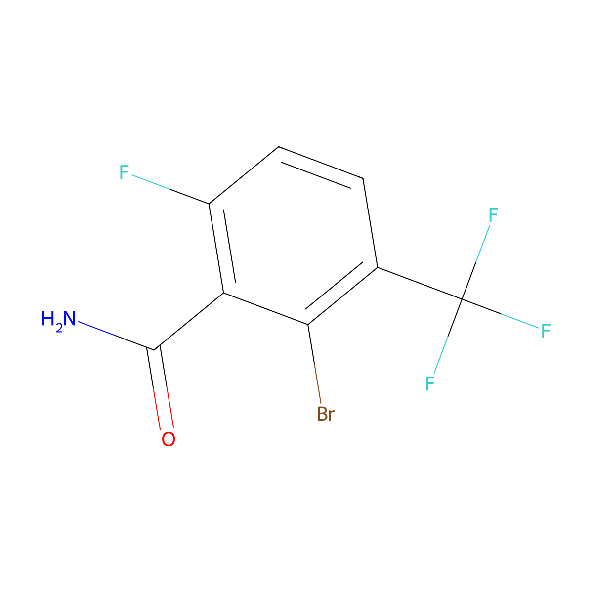 2-Bromo-6-fluoro-3-(trifluoromethyl)benzamide molecular structure, CAS 2091605-54-6