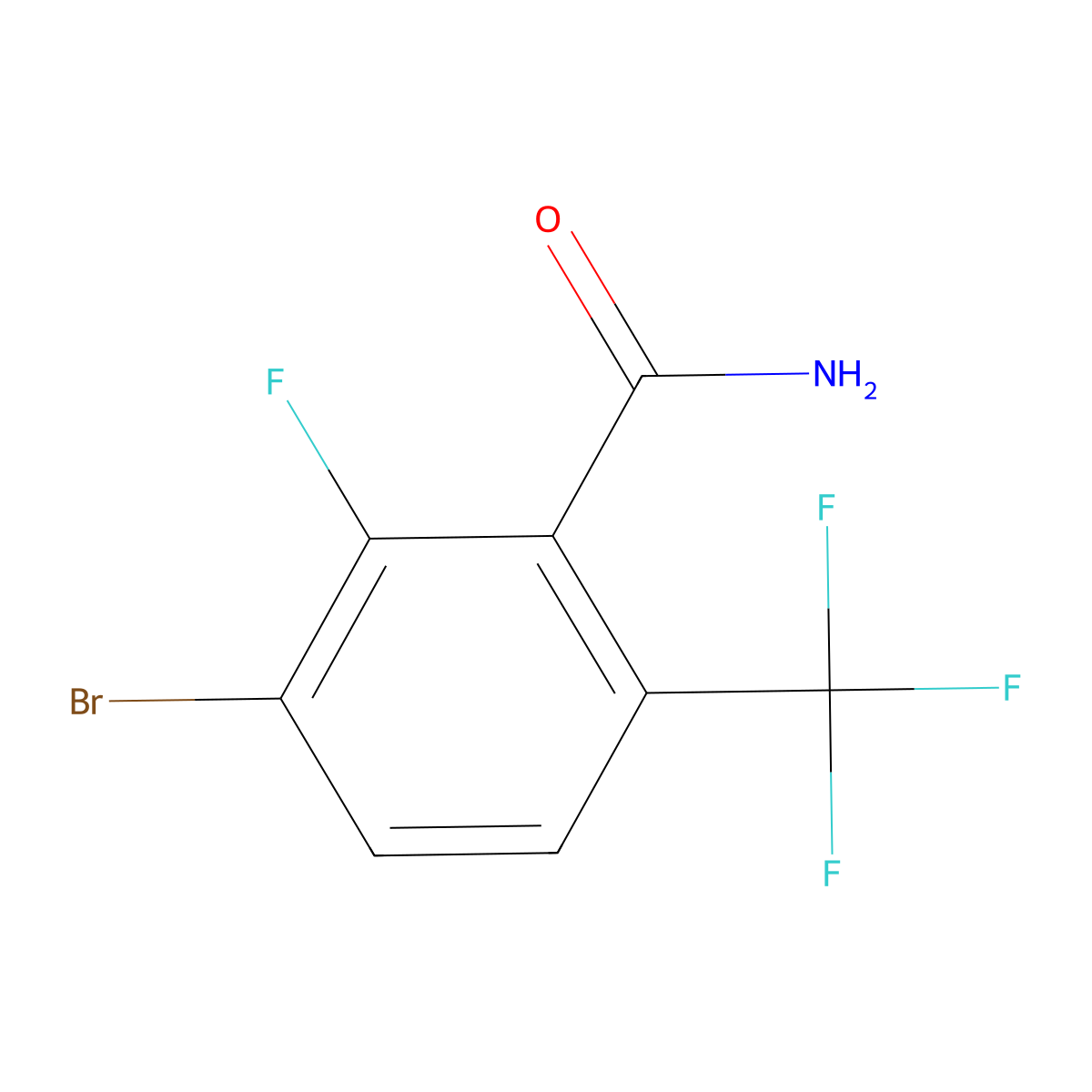 3-Bromo-2-fluoro-6-(trifluoromethyl)benzamide molecular structure, CAS 2091605-70-6