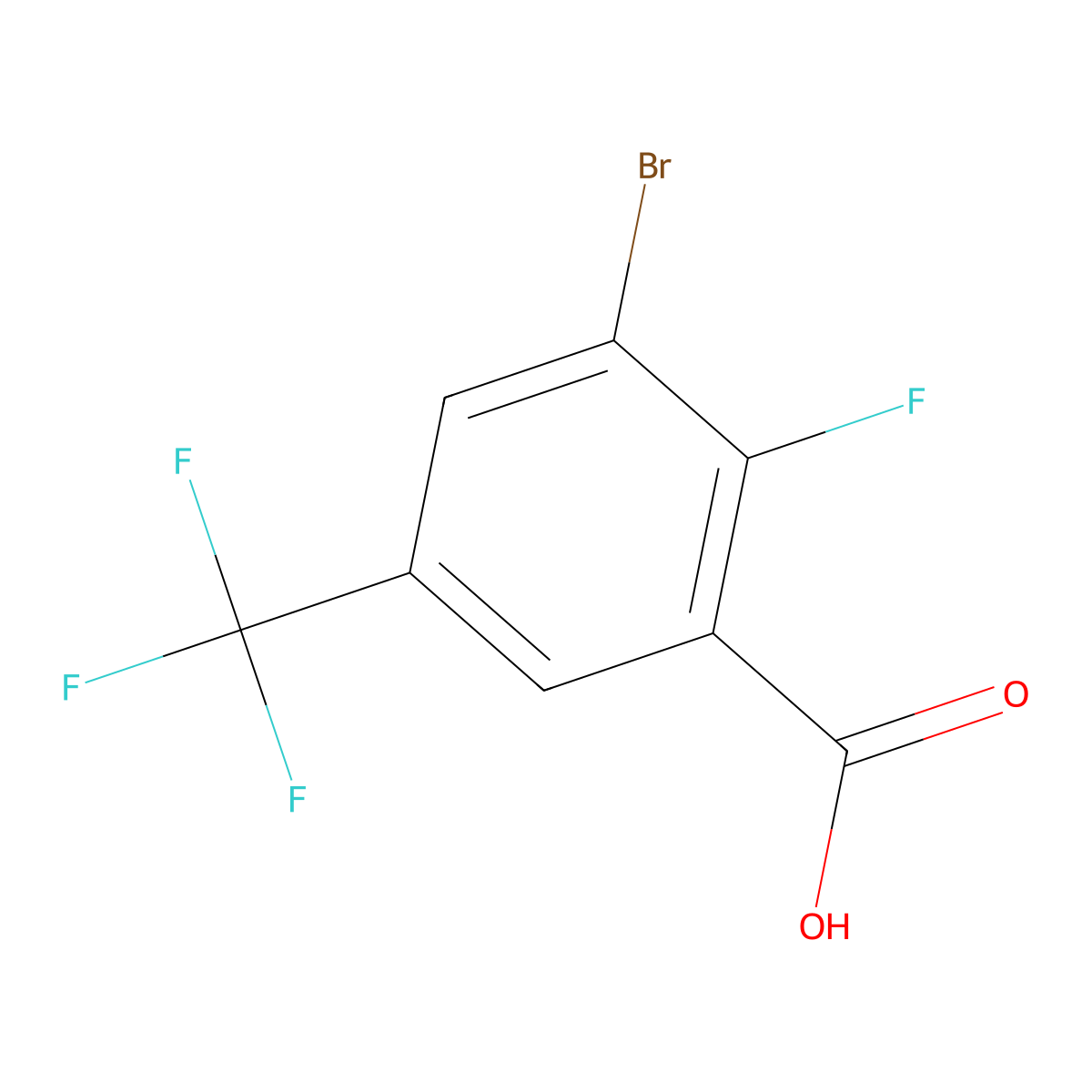 3-Bromo-2-fluoro-5-(trifluoromethyl)benzoic acid molecular structure, CAS 2091606-48-1