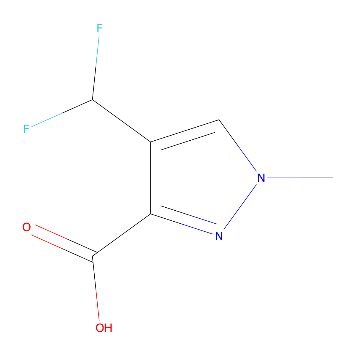4-(difluoromethyl)-1-methyl-1H-pyrazole-3-carboxylic acid molecular structure, CAS 2091606-50-5