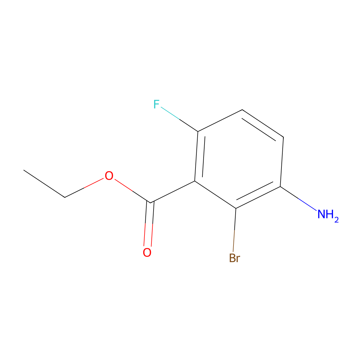 Ethyl 3-amino-2-bromo-6-fluorobenzoate molecular structure, CAS 2091606-66-3