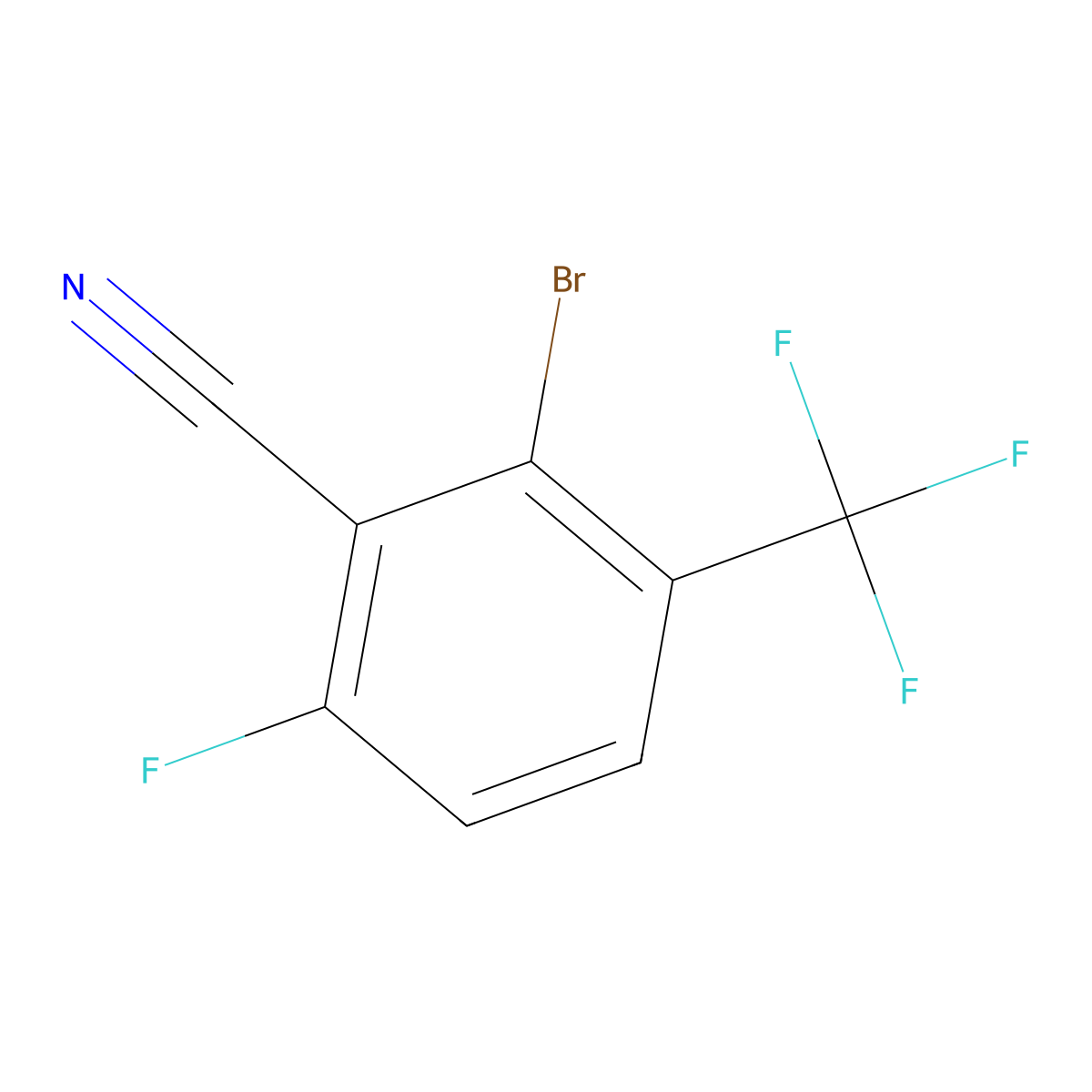 2-Bromo-6-fluoro-3-(trifluoromethyl)benzonitrile molecular structure, CAS 2091606-83-4