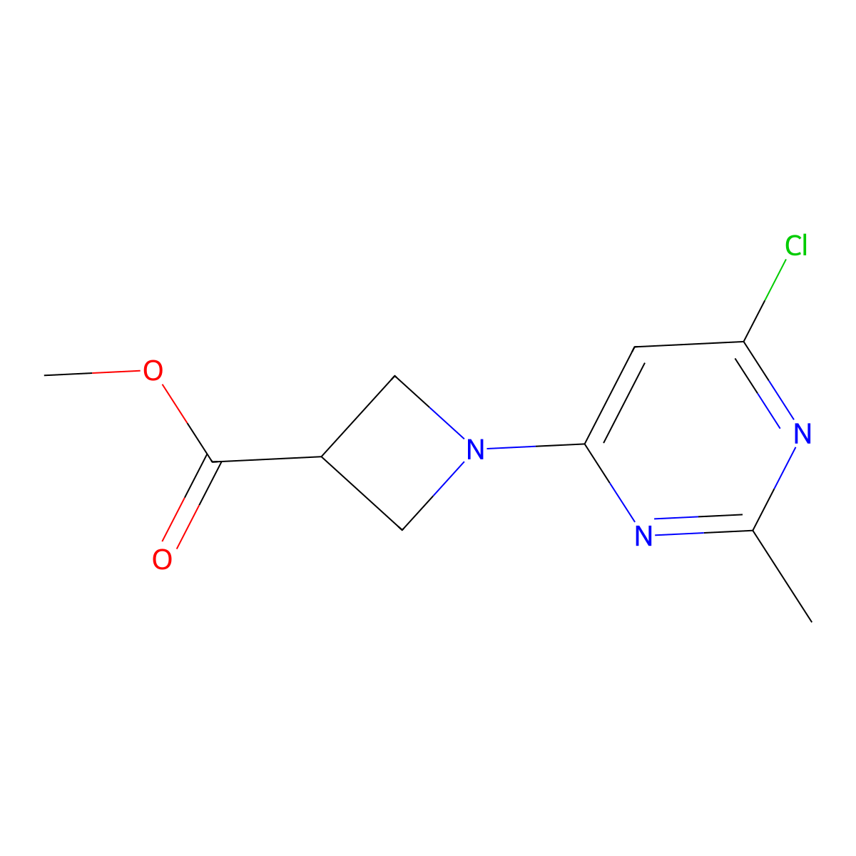 Methyl 1-(6-chloro-2-methylpyrimidin-4-yl)azetidine-3-carboxylate molecular structure, CAS 2091607-07-5