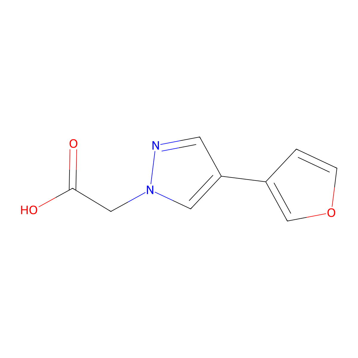 2-(4-(furan-3-yl)-1H-pyrazol-1-yl)acetic acid molecular structure, CAS 2091607-14-4