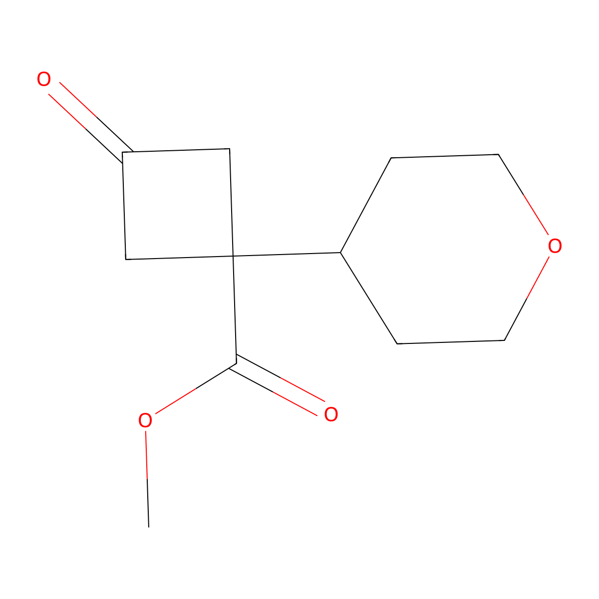 Methyl 1-(oxan-4-yl)-3-oxocyclobutane-1-carboxylate molecular structure, CAS 2091607-80-4