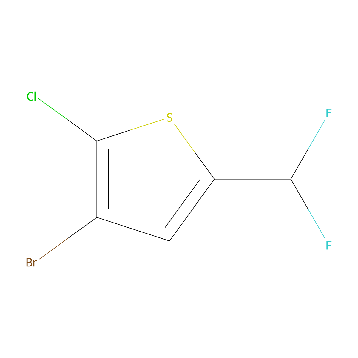 3-Bromo-2-chloro-5-(difluoromethyl)thiophene molecular structure, CAS 2091608-75-0
