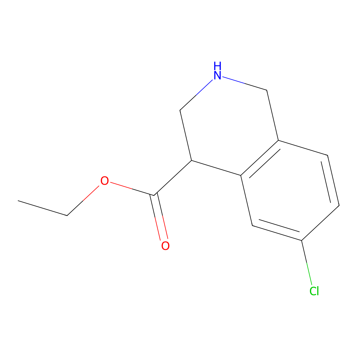 Ethyl 6-chloro-1,2,3,4-tetrahydroisoquinoline-4-carboxylate molecular structure, CAS 2091613-78-2