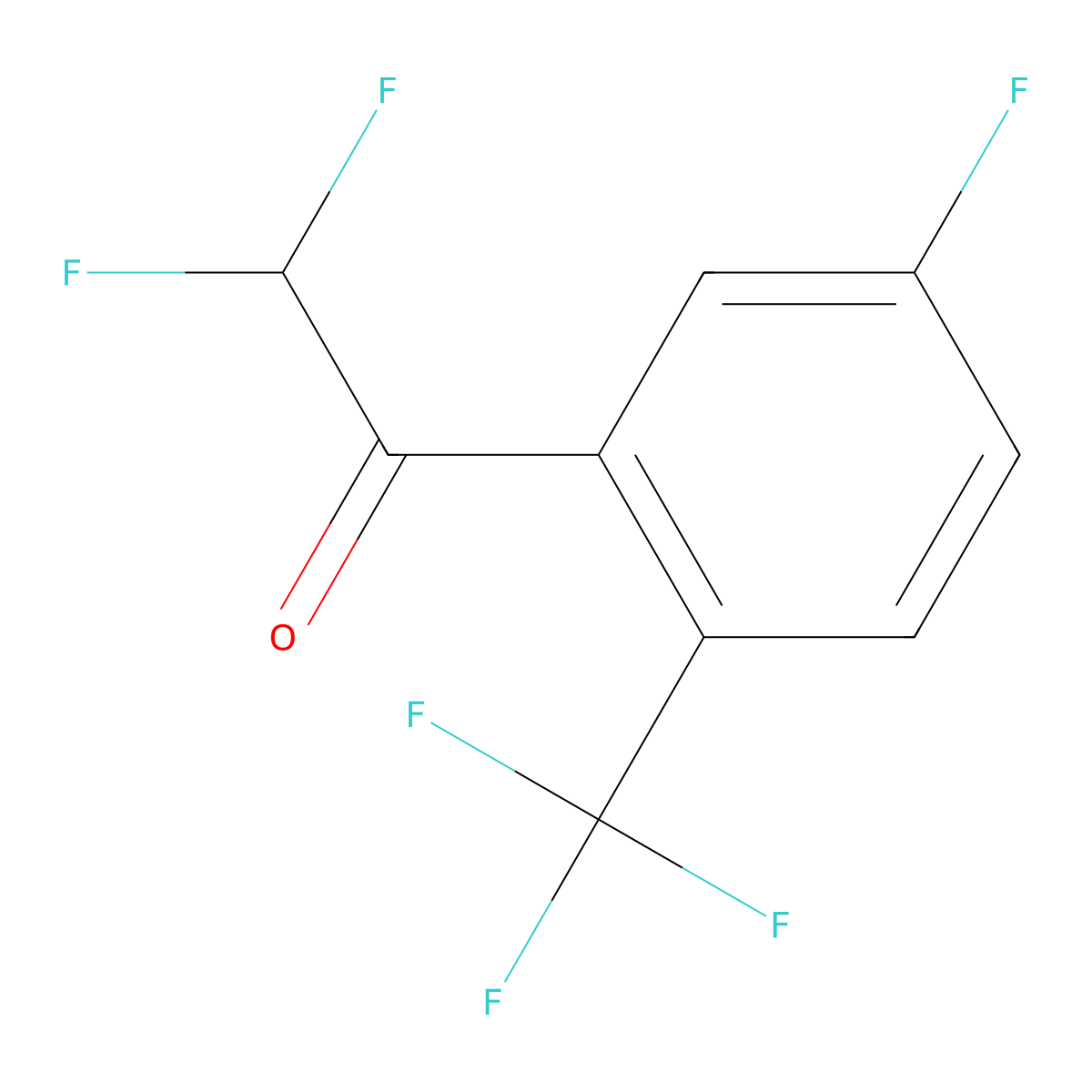 2,2-Difluoro-1-(5-fluoro-2-(trifluoromethyl)phenyl)ethanone molecular structure, CAS 2091613-87-3
