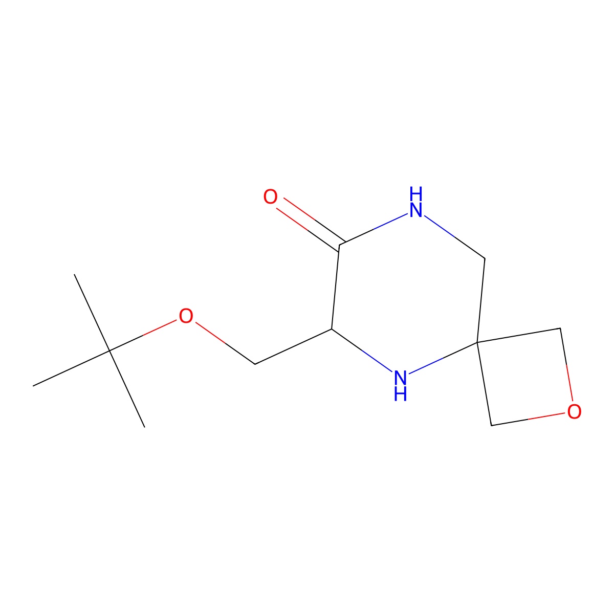 (S)-6-(tert-butoxymethyl)-2-oxa-5,8-diazaspiro[3.5]nonan-7-one molecular structure, CAS 2091614-61-6