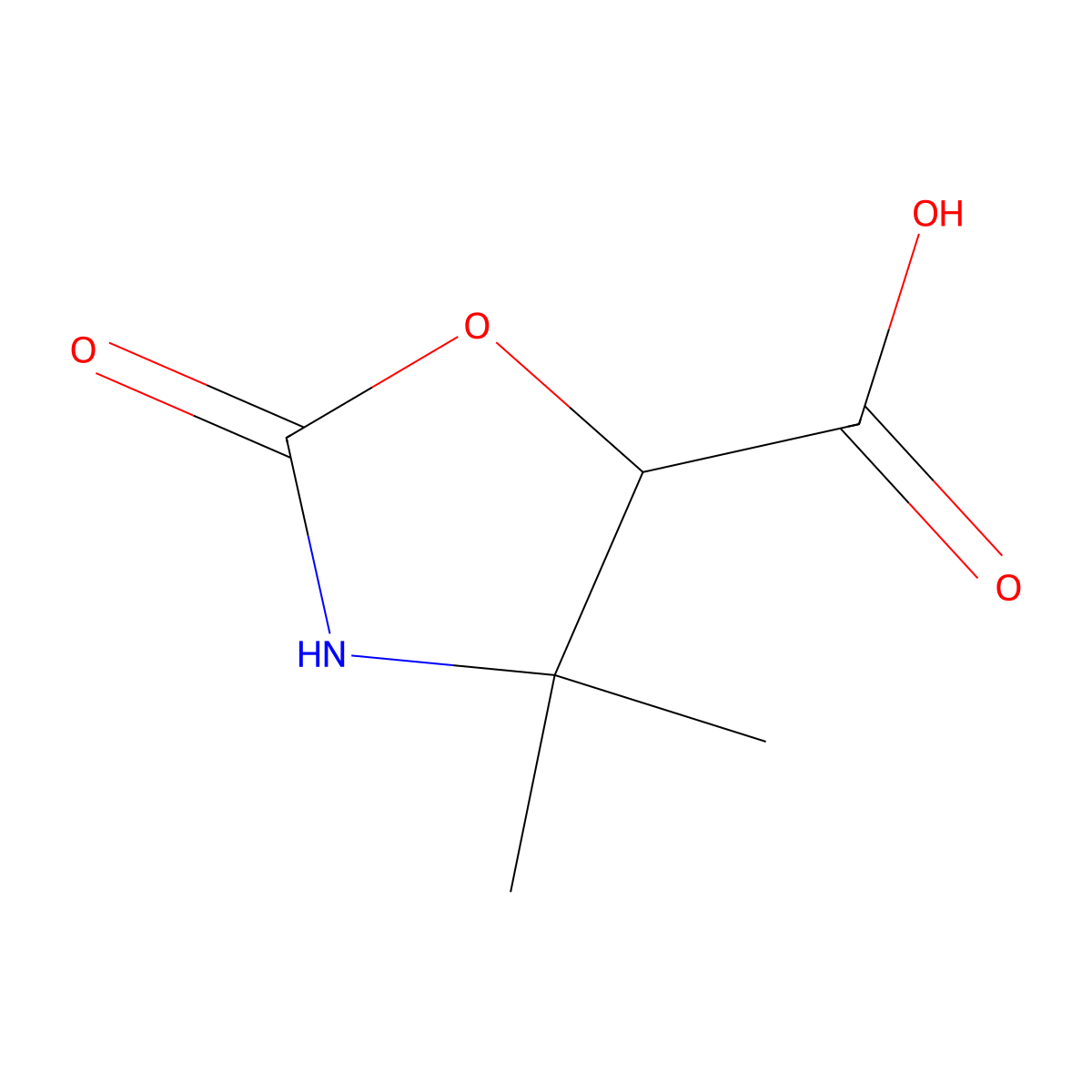 4,4-Dimethyl-2-oxooxazolidine-5-carboxylic acid molecular structure, CAS 2091617-57-9