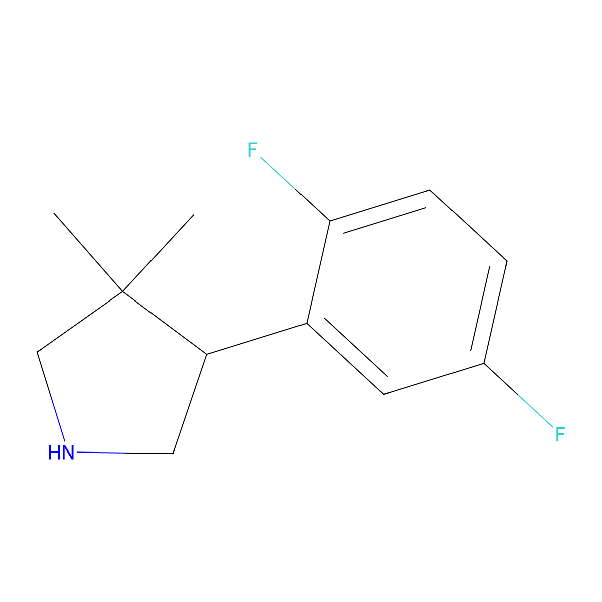 4-(2,5-Difluorophenyl)-3,3-dimethylpyrrolidine molecular structure, CAS 2091620-12-9