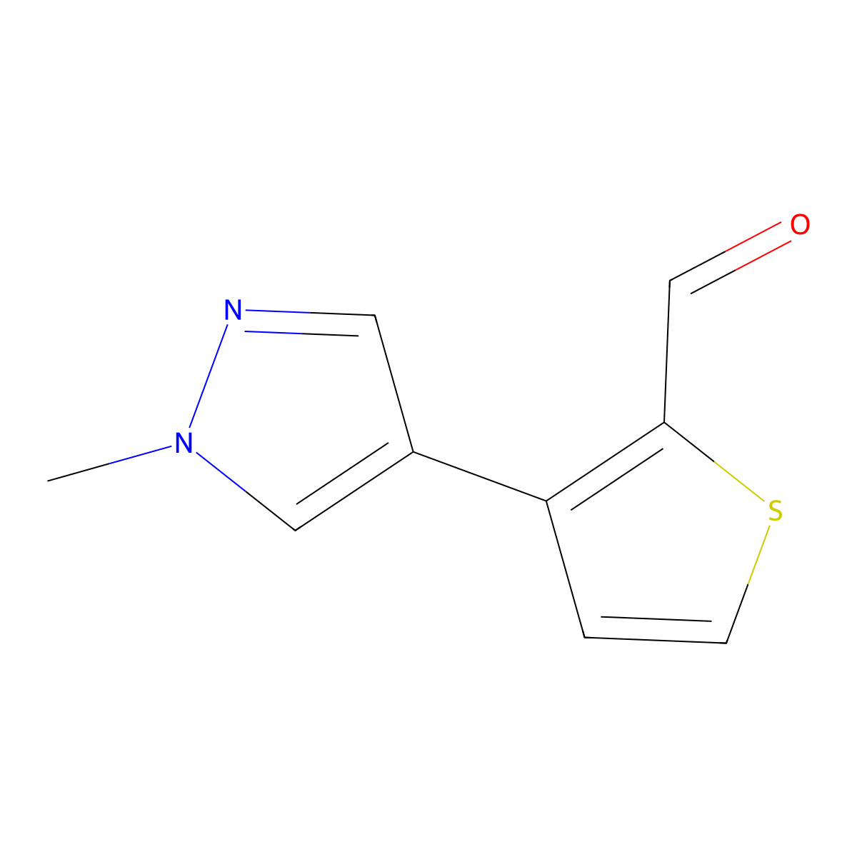 3-(1-Methyl-1H-pyrazol-4-yl)thiophene-2-carbaldehyde molecular structure, CAS 2091620-46-9