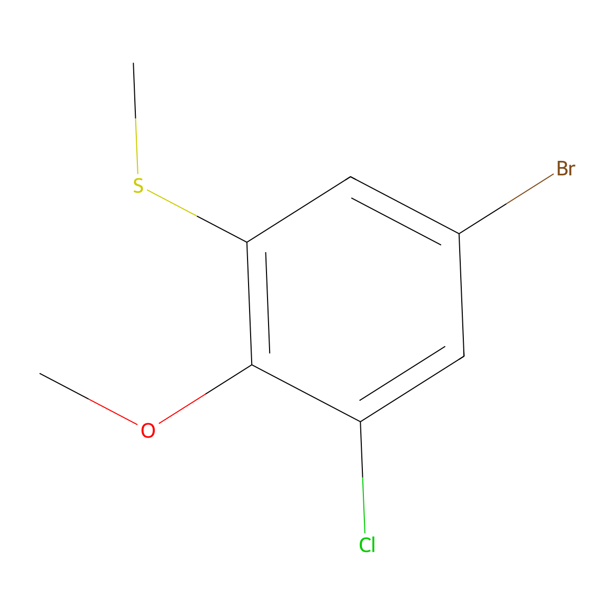 5-Bromo-1-chloro-2-methoxy-3-(methylsulfanyl)benzene molecular structure, CAS 2091625-04-4