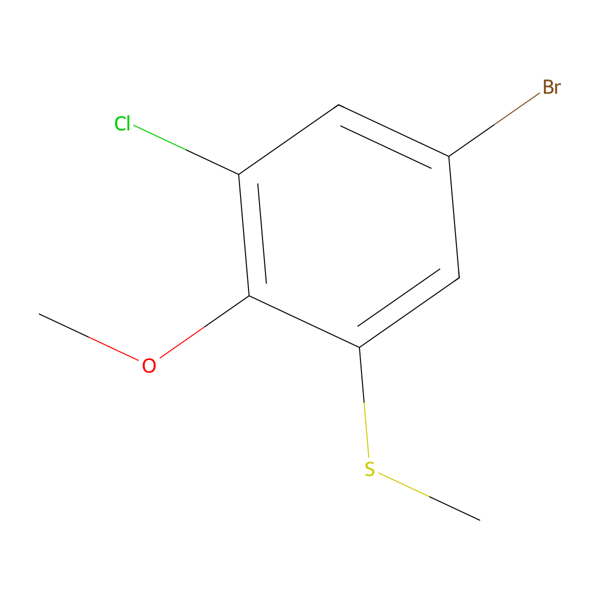 5-Bromo-1-chloro-2-methoxy-3-(methylsulfanyl)benzene molecular structure, CAS 2091625-04-4
