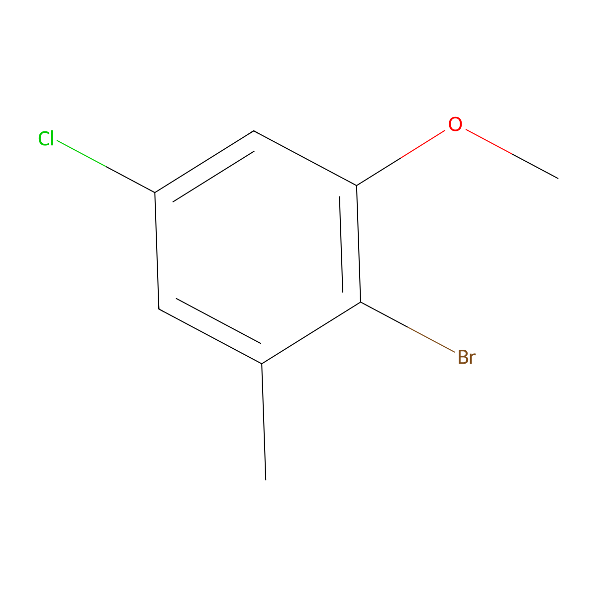 2-Bromo-5-chloro-1-methoxy-3-methylbenzene molecular structure, CAS 2091625-48-6