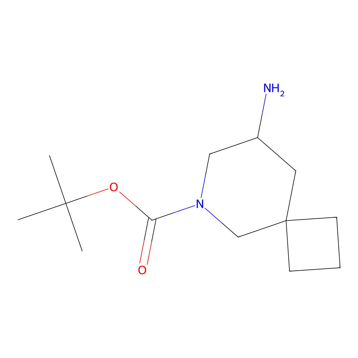 Tert-butyl 8-amino-6-azaspiro(3.5)nonane-6-carboxylate molecular structure, CAS 2091625-52-2