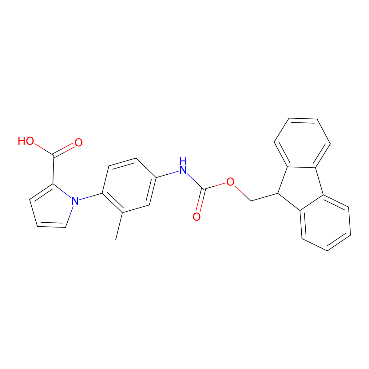 1-[4-({[(9H-fluoren-9-yl)methoxy]carbonyl}amino)-2-methylphenyl]-1H-pyrrole-2-carboxylic acid molecular structure, CAS 2091625-70-4