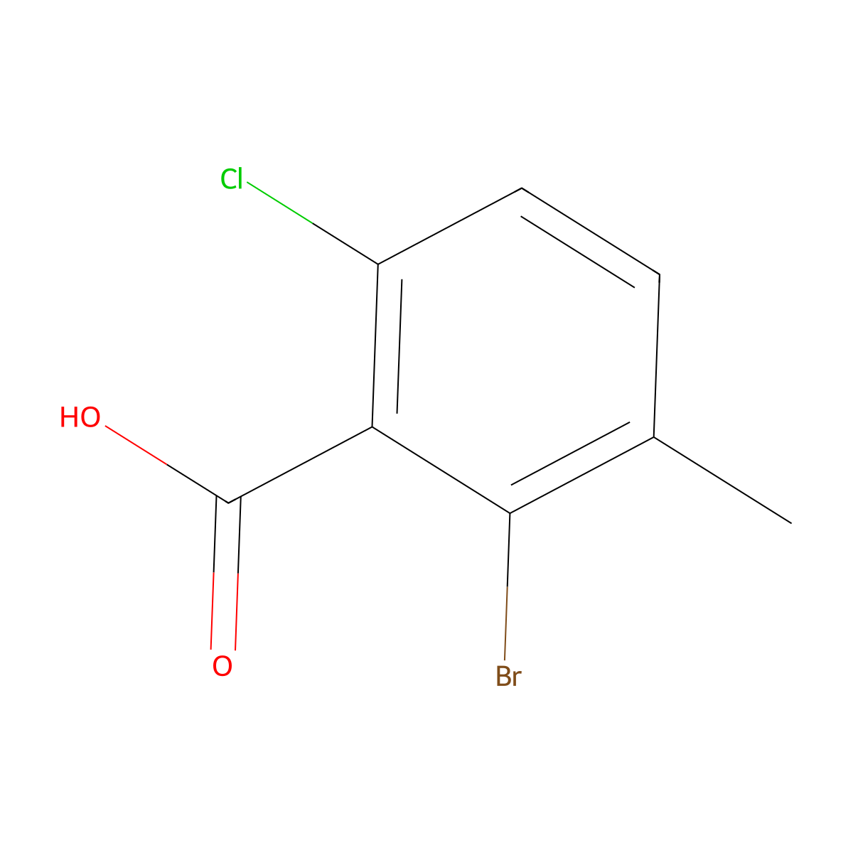 2-Bromo-6-chloro-3-methylbenzoic acid molecular structure, CAS 2091629-72-8