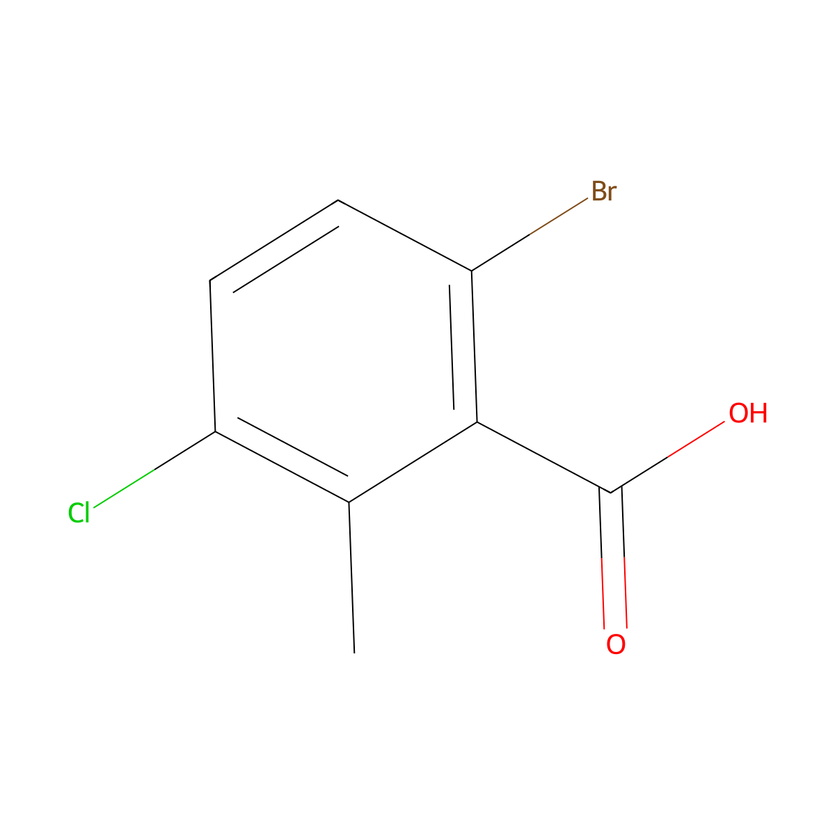 6-Bromo-3-chloro-2-methylbenzoic acid molecular structure, CAS 2091629-78-4