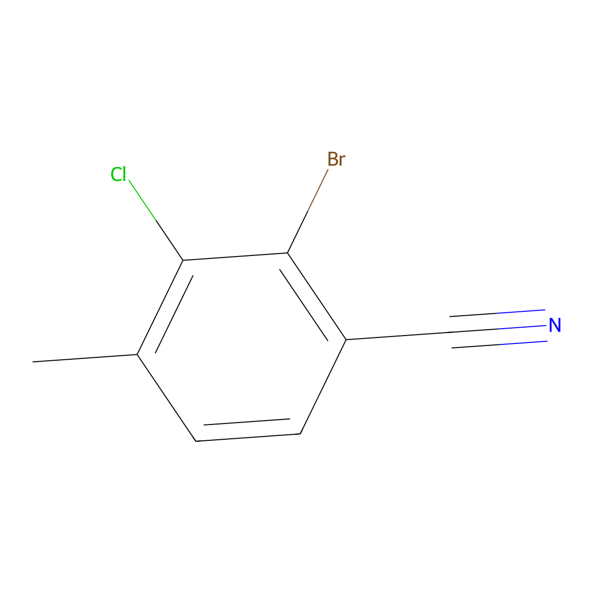 2-Bromo-3-chloro-4-methylbenzonitrile molecular structure, CAS 2091629-85-3